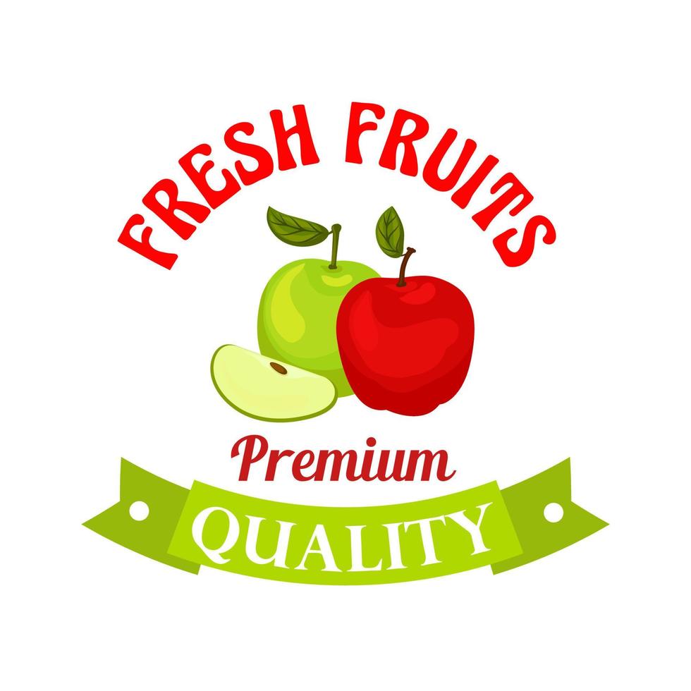 frischer Apfel. Obstaufkleber in Premium-Qualität vektor