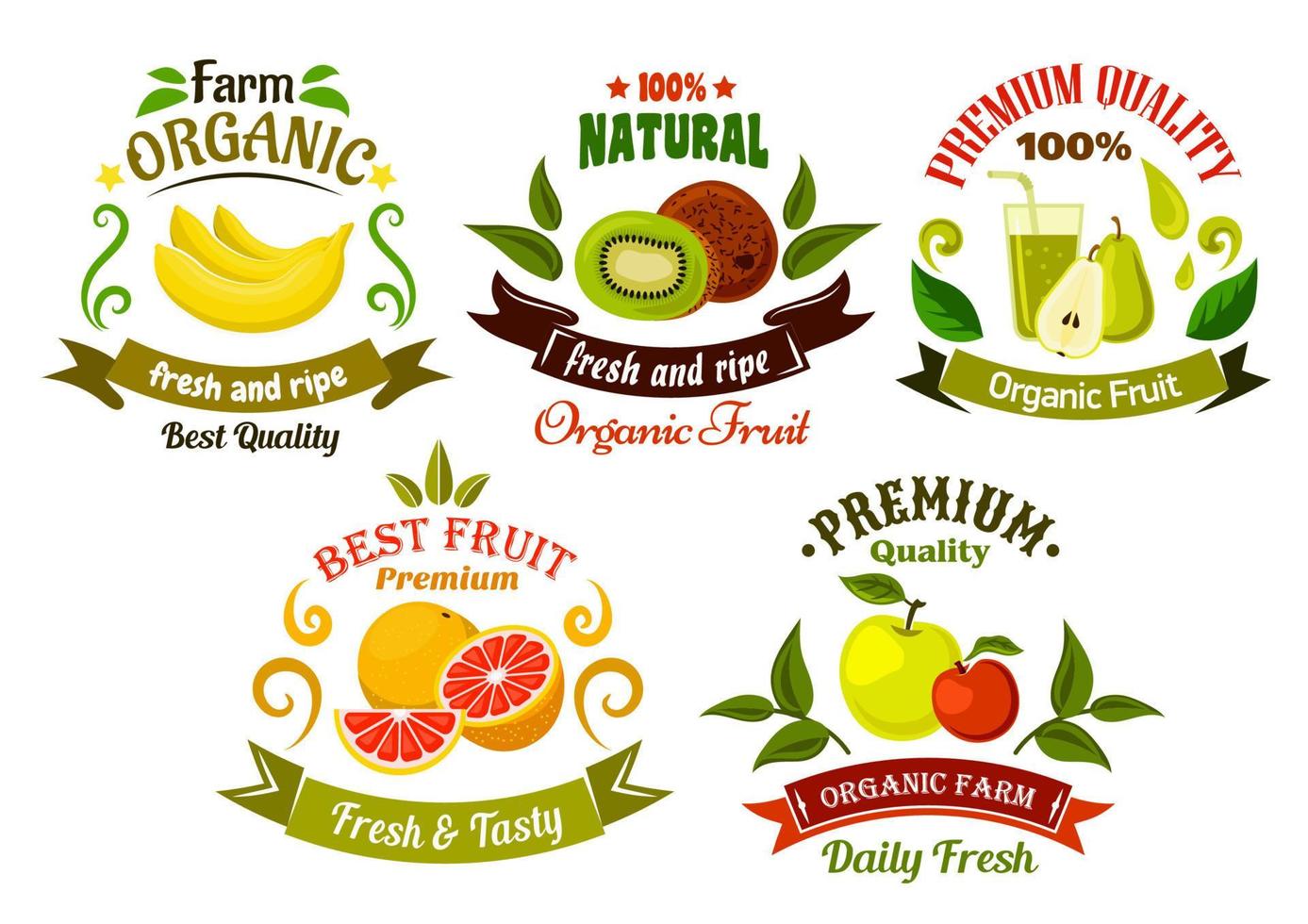 organisk färsk frukt emblem och symboler vektor