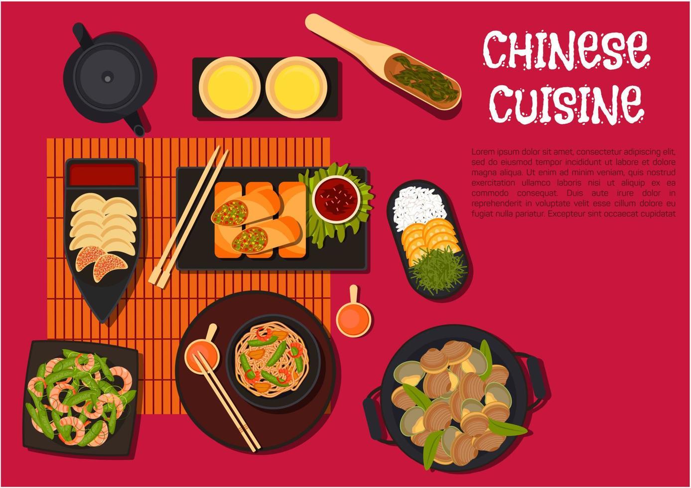 würziges abendessen mit gerichten der nordchinesischen küche vektor