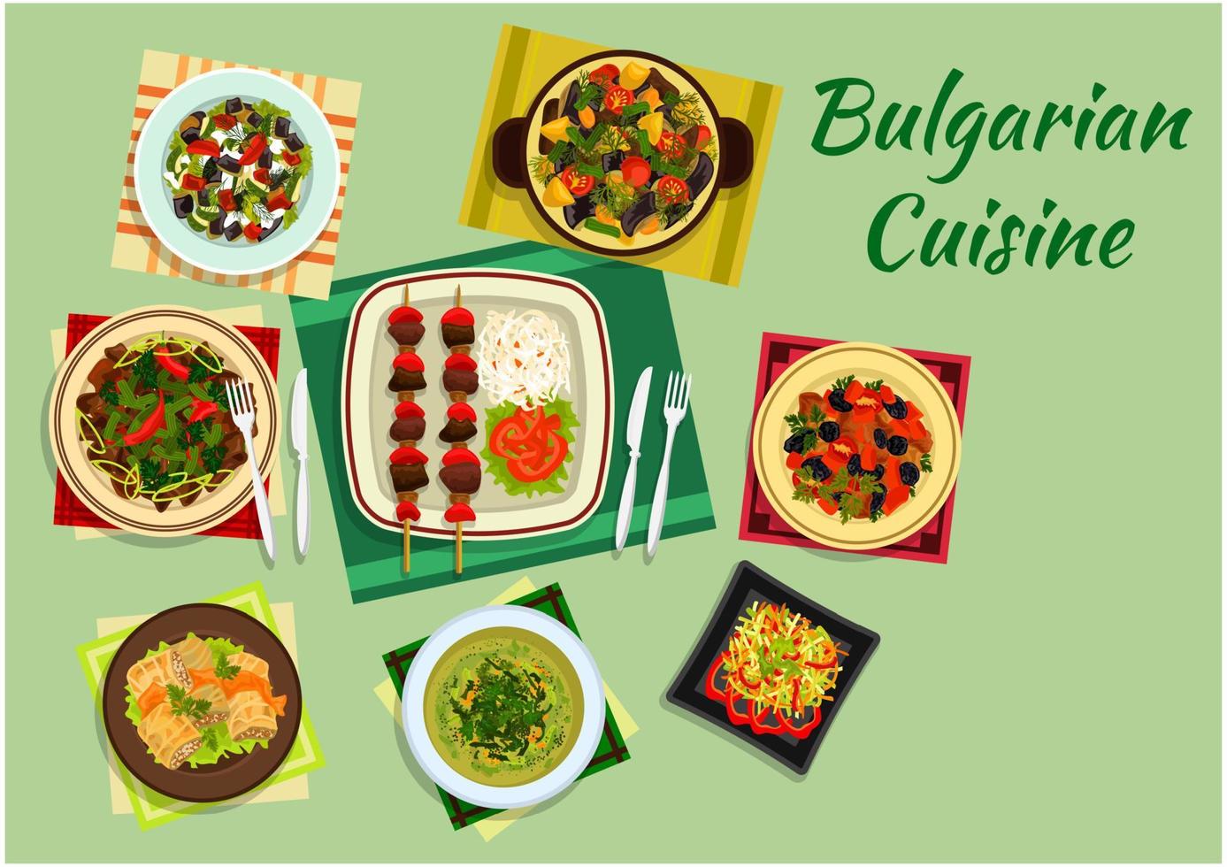 nationell bulgarian kök meny maträtter vektor