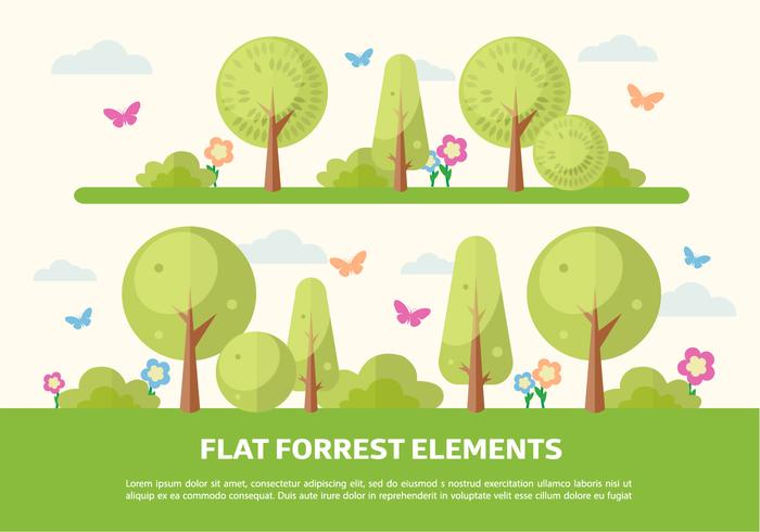 Free Flat Forrest Elemente Vektor Hintergrund