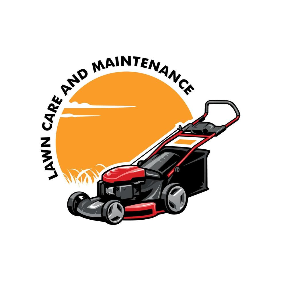 Rasenmäher - Rasenpflege und Service Illustration Logo Vektor