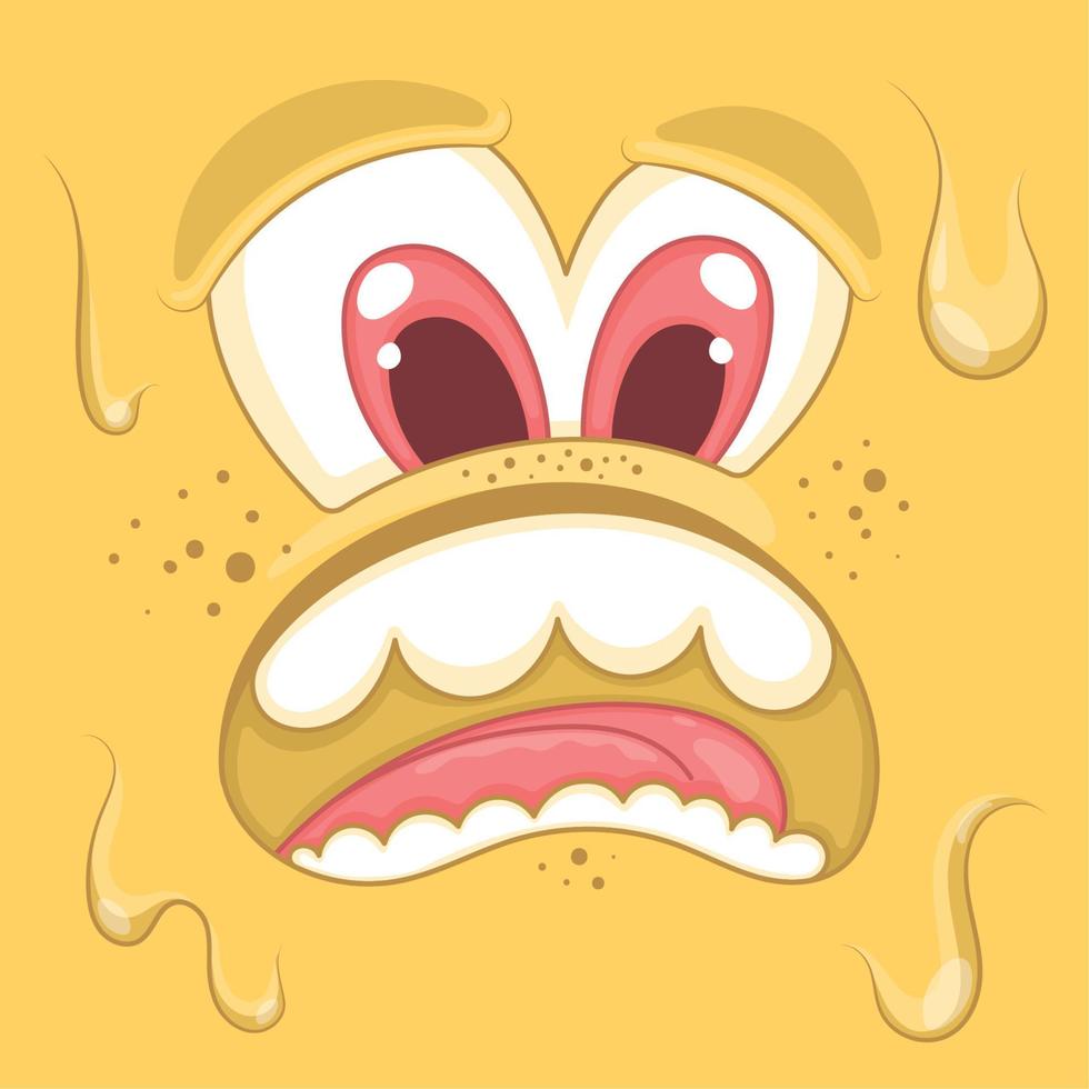 Slimed trauriges Monster Gesicht Hintergrund Vektor Illustration