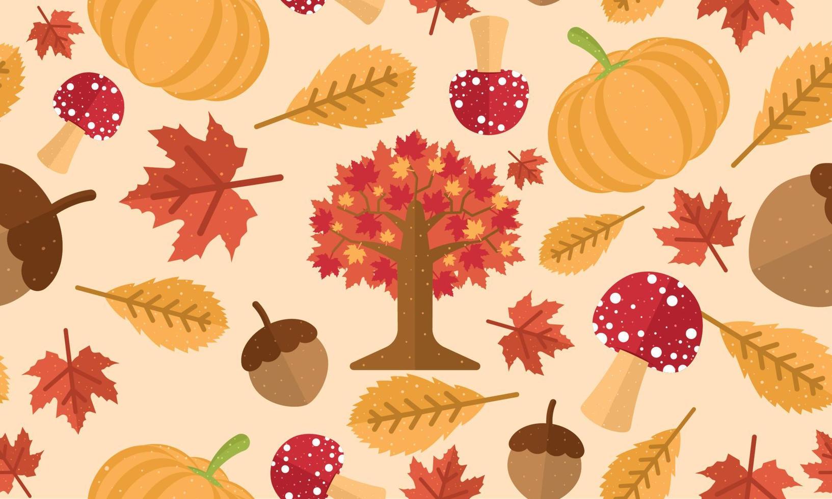 färgad höst sömlös mönster bakgrund med träd och pumpor vektor illustration