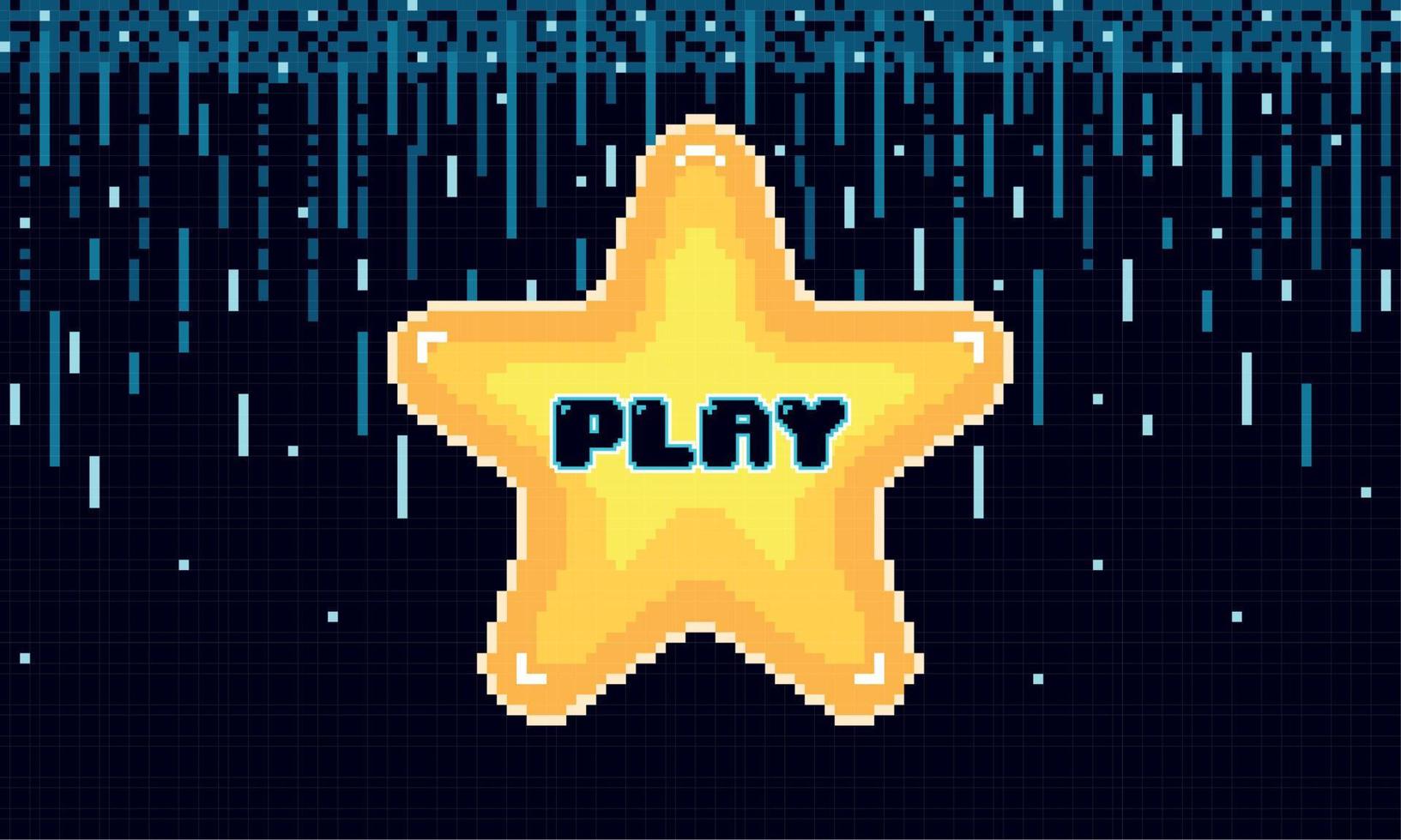 Videospielszenario pixelige Startup-Star-Vektorillustration vektor