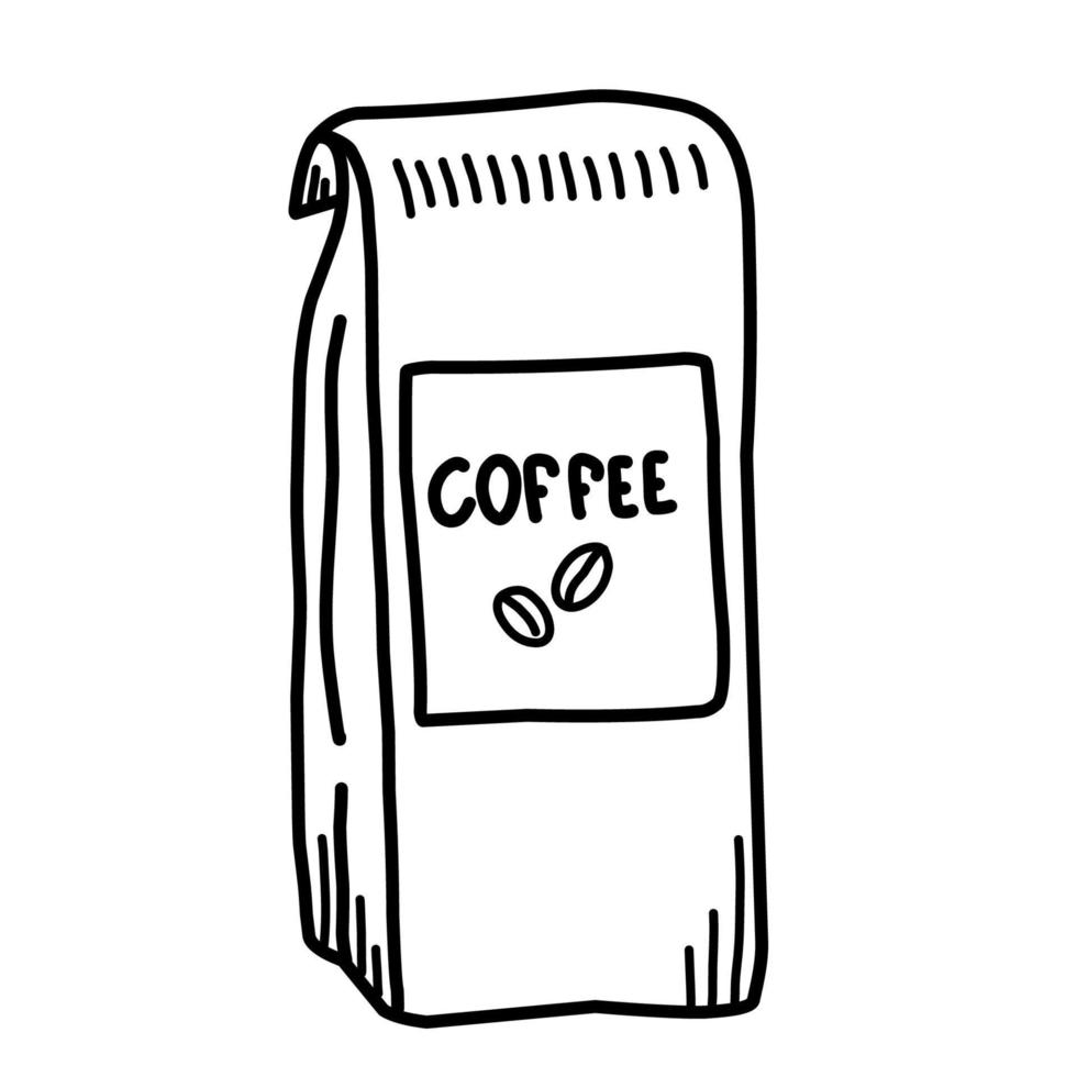 kaffe packa ikon. kaffe böna väska översikt ikon. platt vektor illustration - vektor