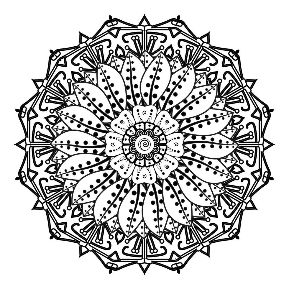 kreisförmiges Muster in Form von Mandala für Henna, Mehndi, Tätowierung, Dekoration. dekoratives Ornament im ethnisch-orientalischen Stil. Malbuchseite. vektor