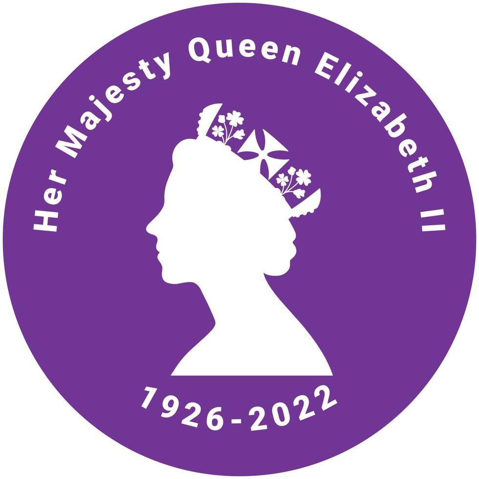 drottning Elizabeth död minnesmärke affisch. drottning Elizabeth sida profil av ung i krona. år av liv 1926-2022. brittiskt monark ung ansikte profil. vektor
