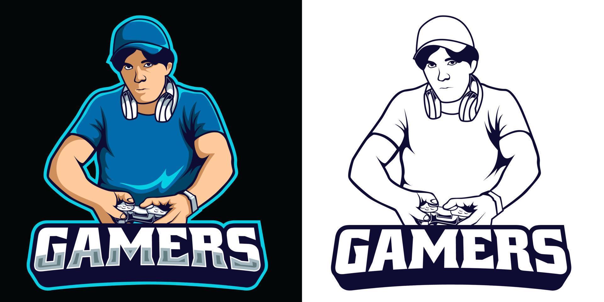 gamer maskot esport logotypdesign vektor