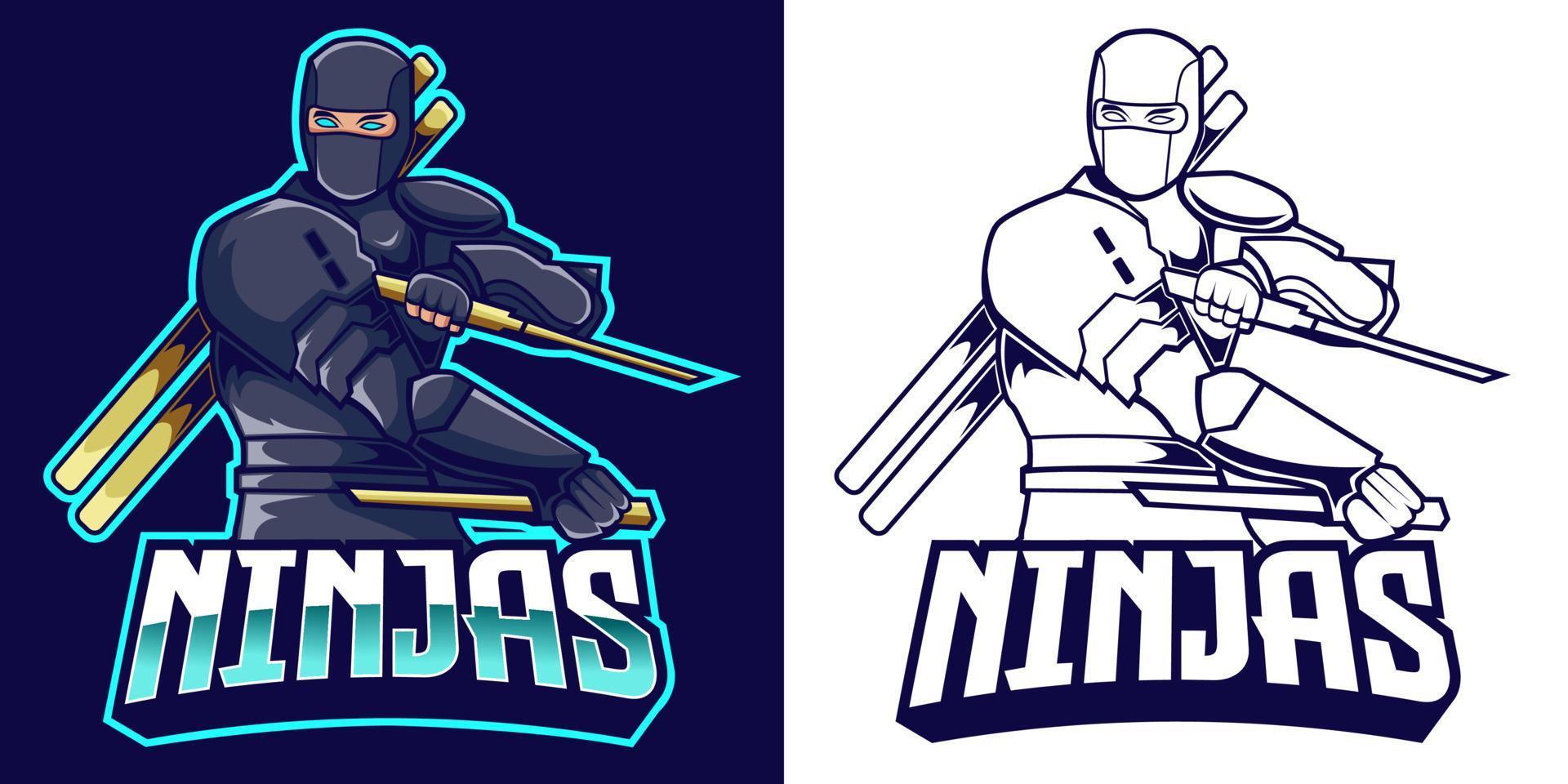 Ninja-Esport-Logo-Maskottchen-Design vektor