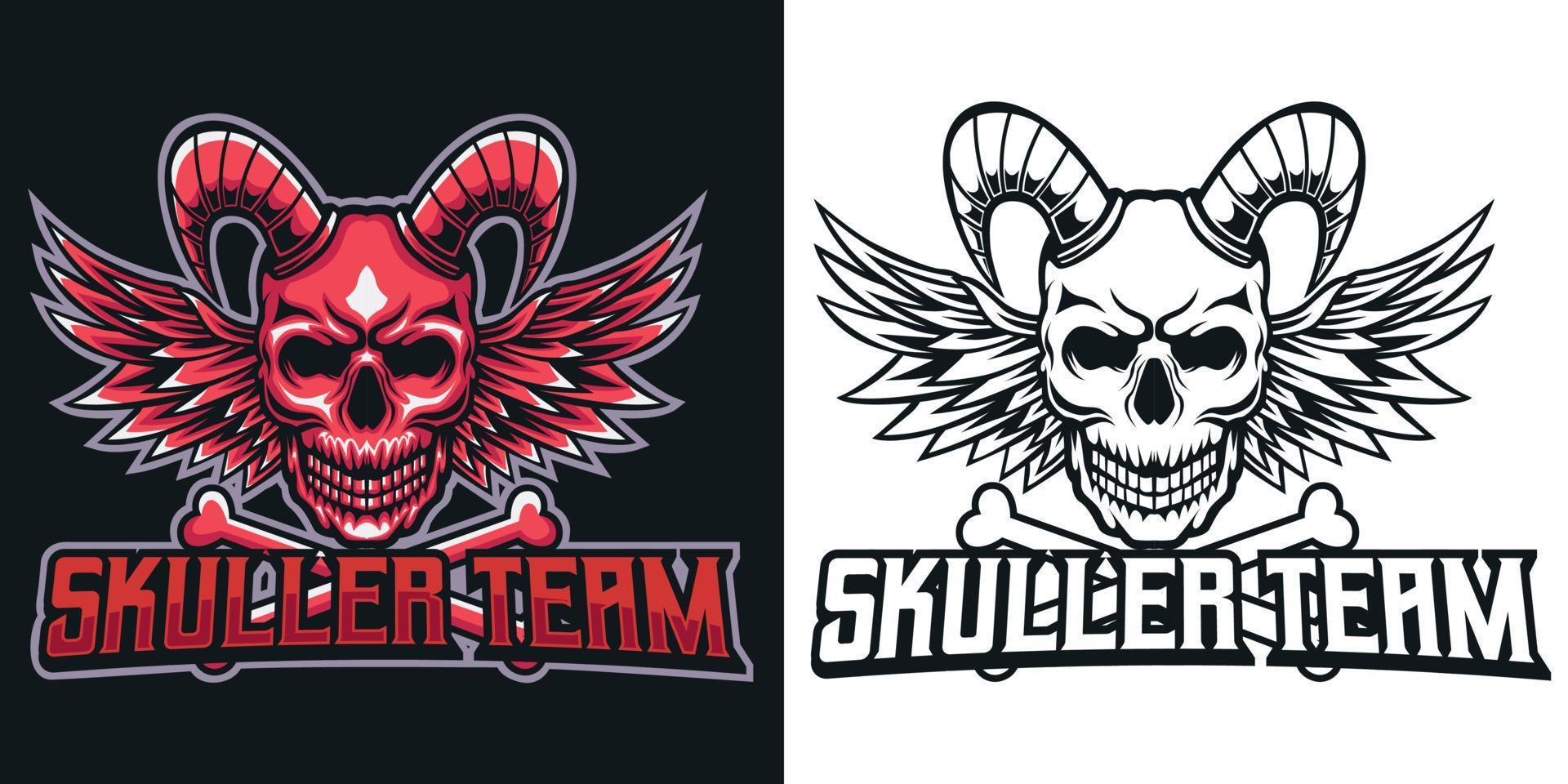 skalle jäkel esport logotyp maskot design vektor