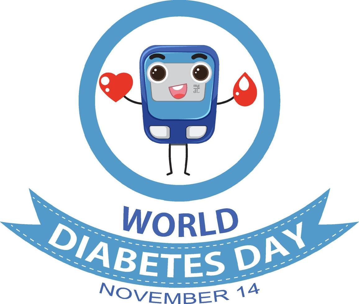 Weltdiabetes-Tag-Schriftart-Logo-Design vektor
