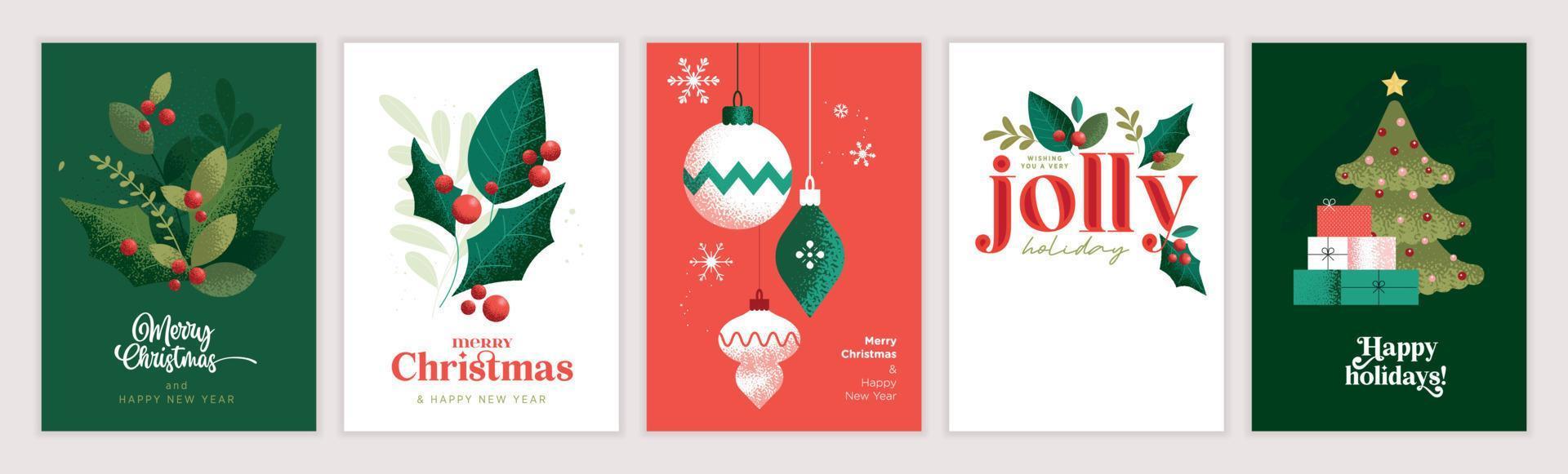 Frohe Weihnachten und ein glückliches Neues Jahr. satz von vektorillustrationen für hintergrund, grußkarte, partyeinladungskarte, website-banner, social-media-banner, marketingmaterial. vektor