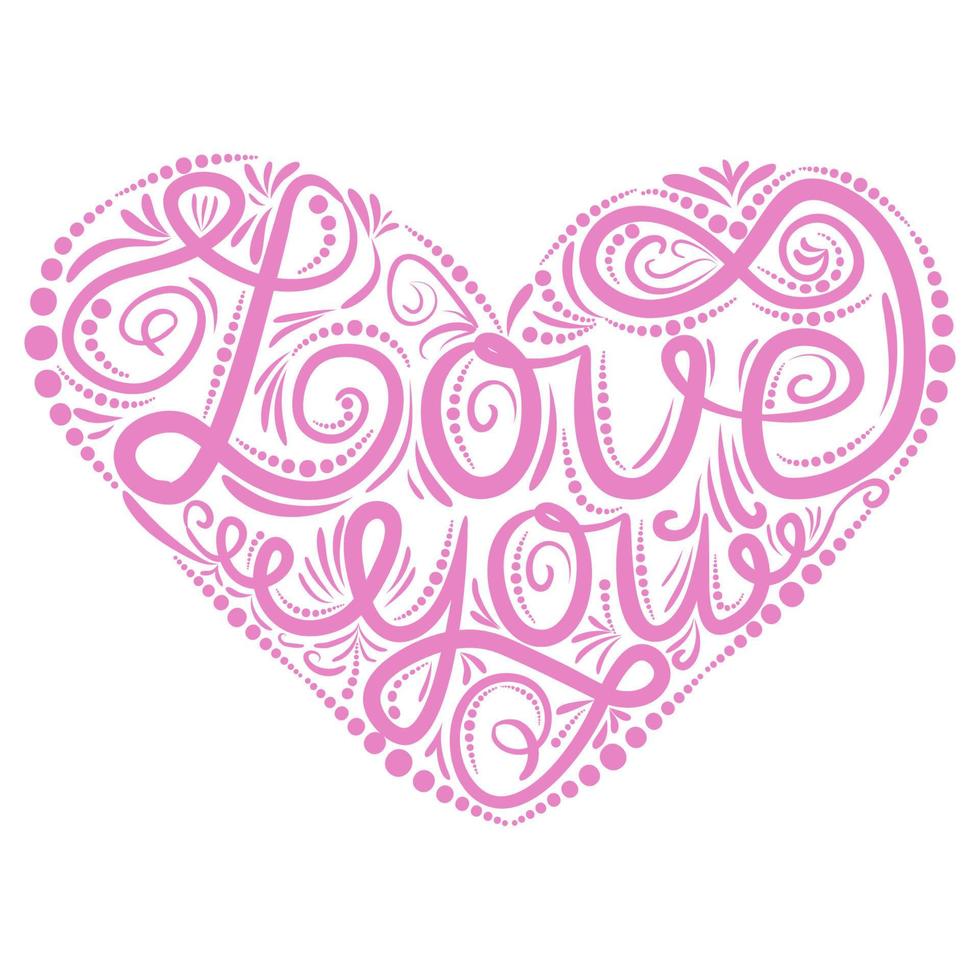 jag kärlek du. jag hjärta du. valentines dag kalligrafi glitter kort. hand dragen design element. handskriven modern borsta text. vektor