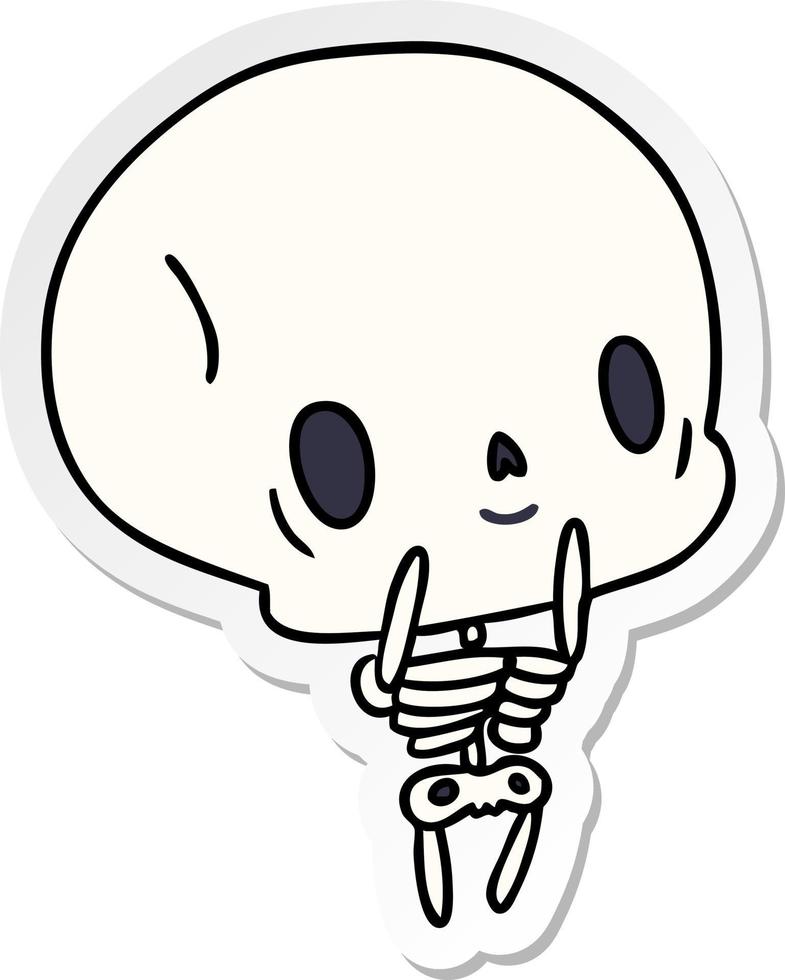 klistermärke tecknad kawaii söta döda skelett vektor