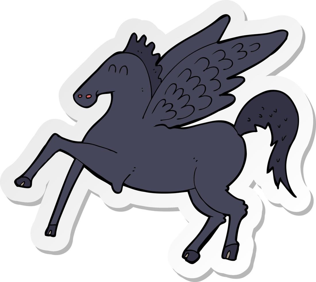 klistermärke av en tecknad serie magi flygande häst vektor