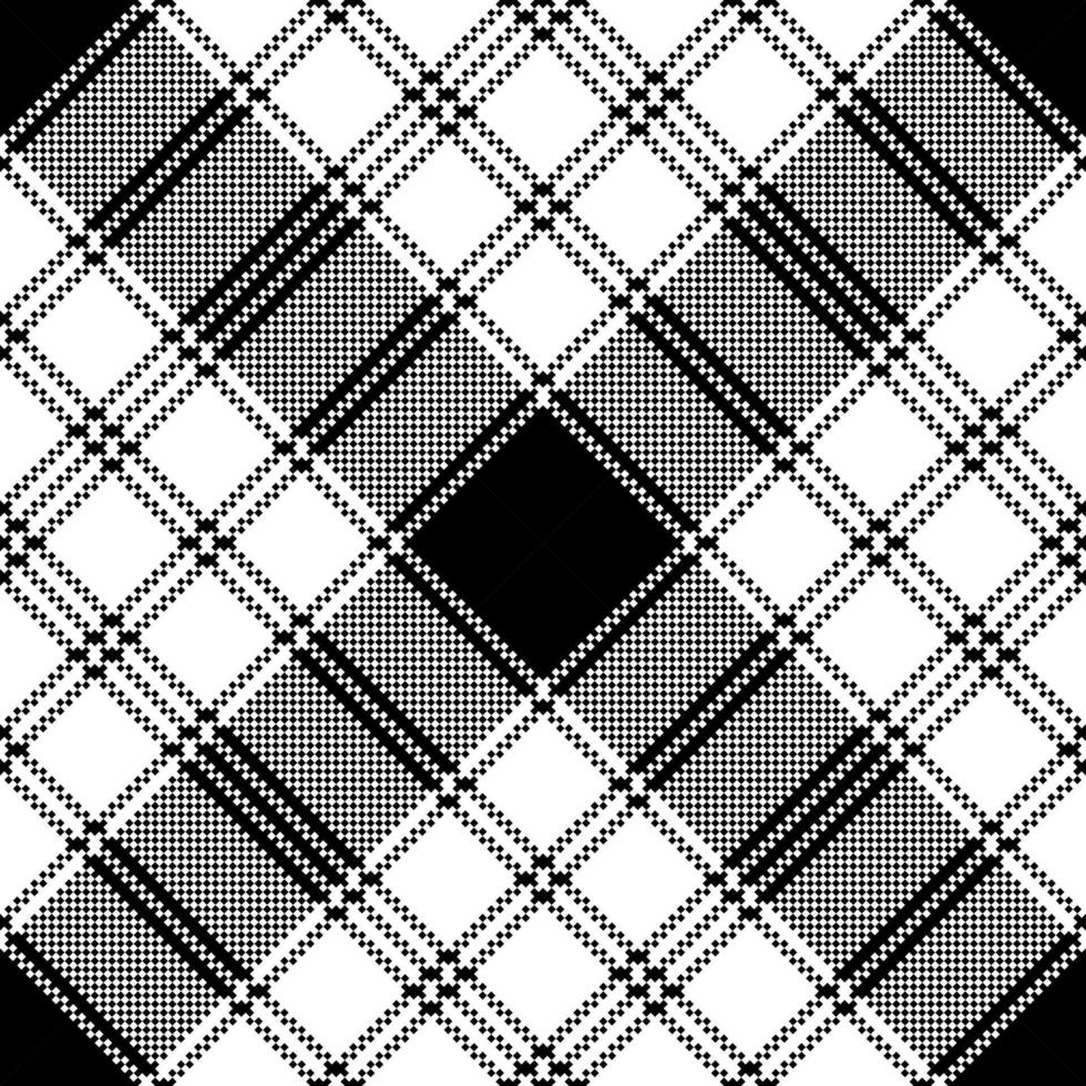 pixel svartvit pläd sömlös mönster vektor
