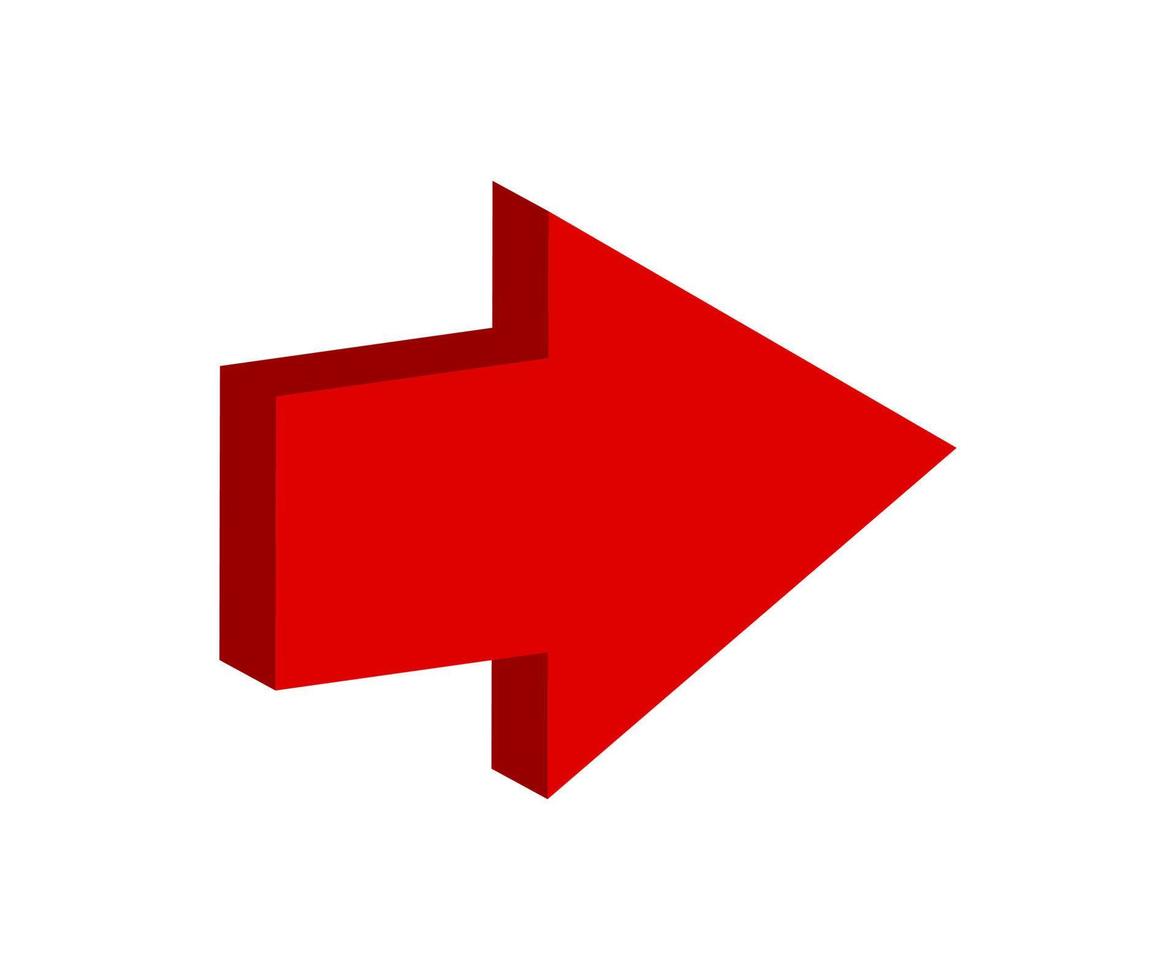 Vektor roter Pfeil-Symbol auf weißem Hintergrund Richtung nach rechts.