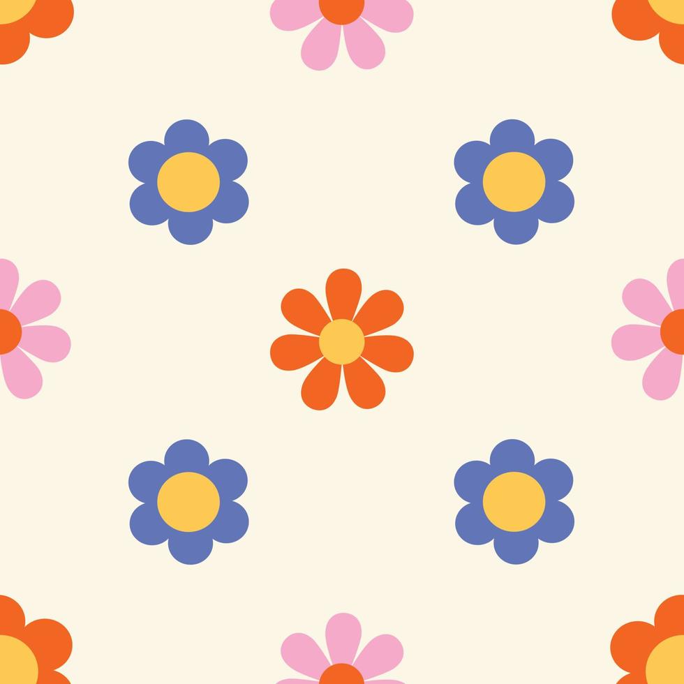 ljus mönster med ljus geometrisk blommor i retro stil. vektor bakgrund tapet i en platt stil sommar positiv