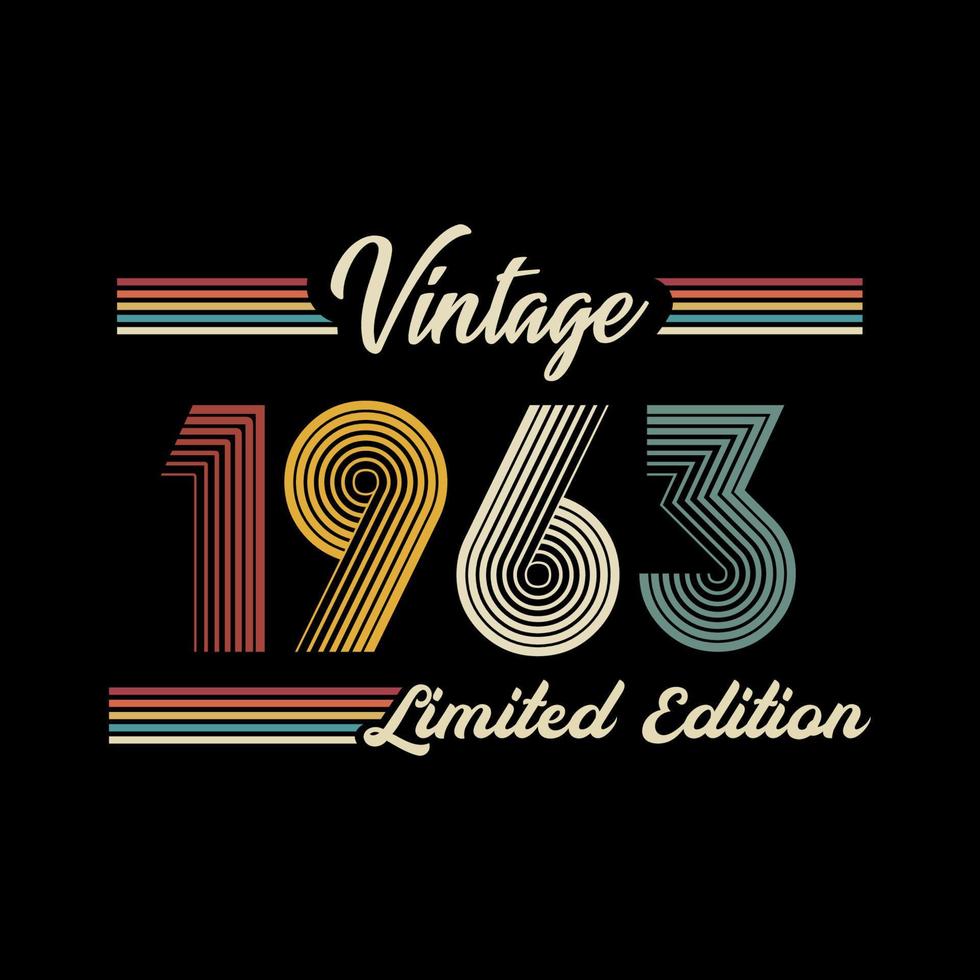 1963 Vintage Retro-T-Shirt-Designvektor in limitierter Auflage vektor