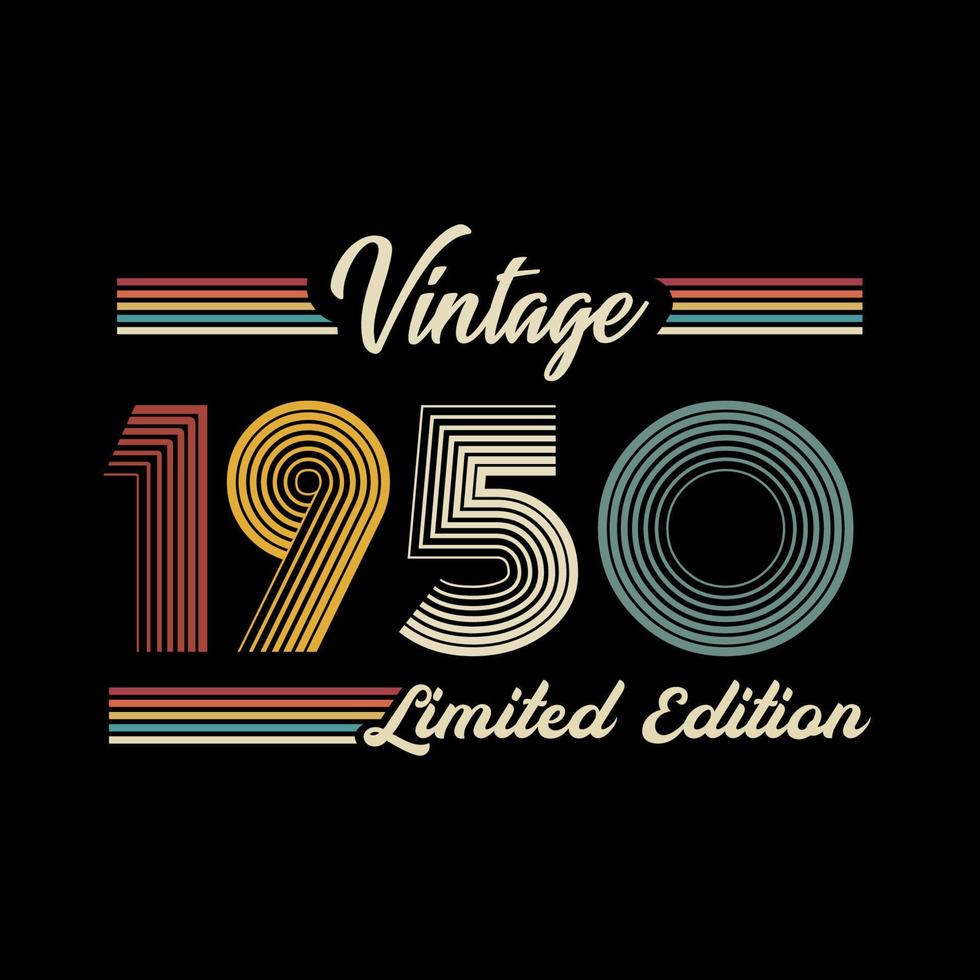 1950 Vintage Retro-T-Shirt-Designvektor in limitierter Auflage vektor