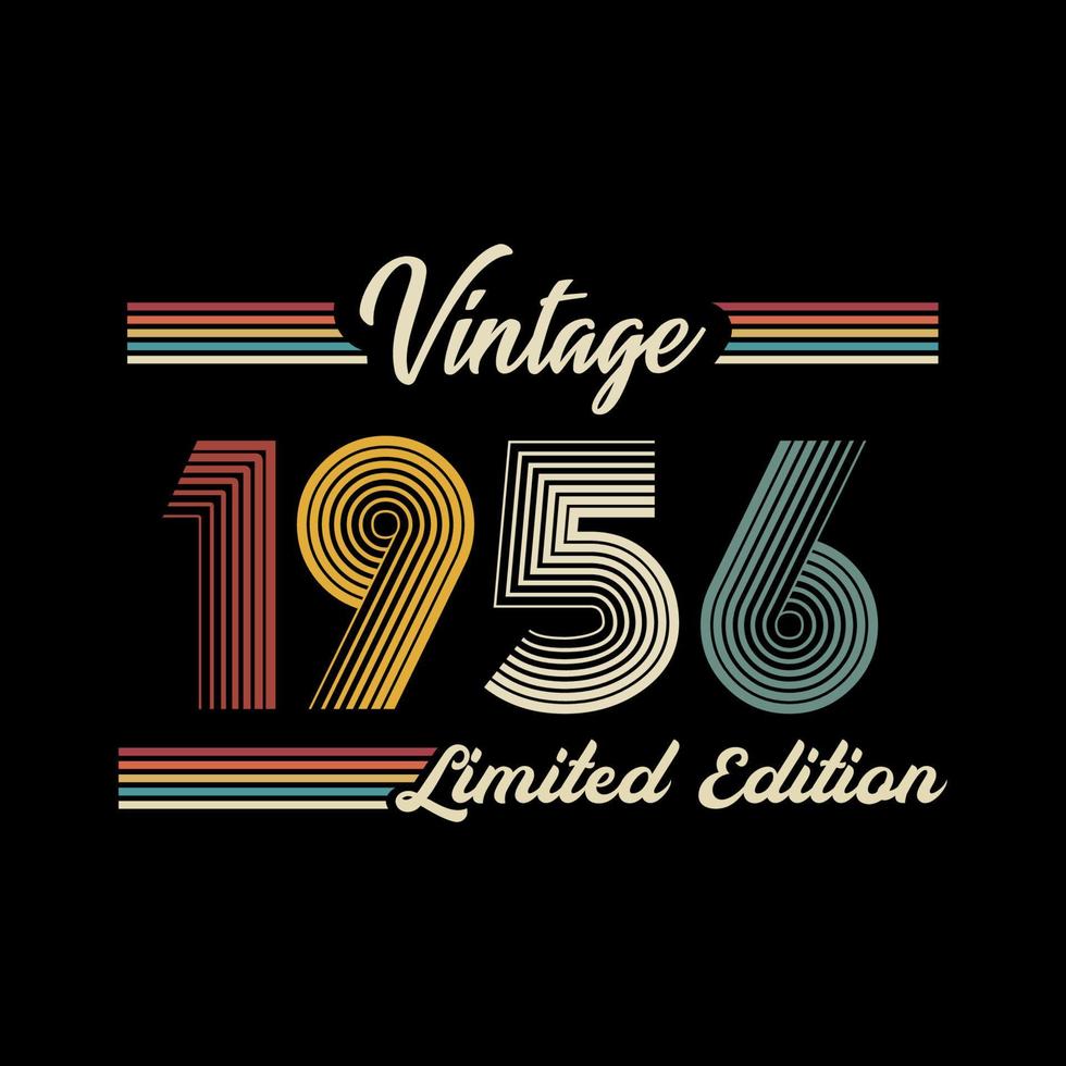 1956 Vintage Retro-T-Shirt-Designvektor in limitierter Auflage vektor