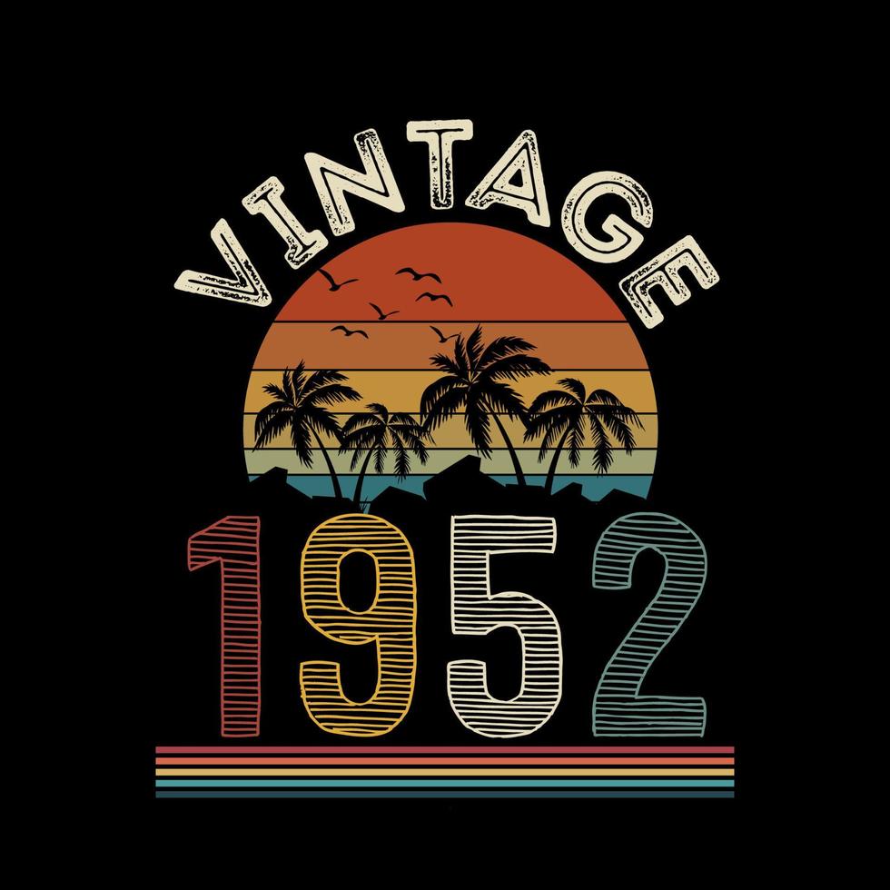 1952 Vintage Retro-T-Shirt-Design, Vektor, schwarzer Hintergrund vektor
