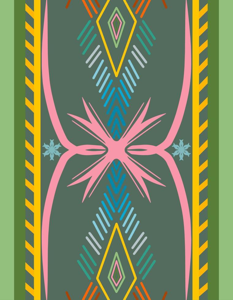 abstraktes kunstmuster mit stammesform. entworfen in ikat, aztekisch, volkstümlich, motiv, thailändisch, luxuriöser arabischer stil. Ideal für Stoffkleidung, Teppiche, Tapeten oder Kulissen. Vektor-Illustration. vektor