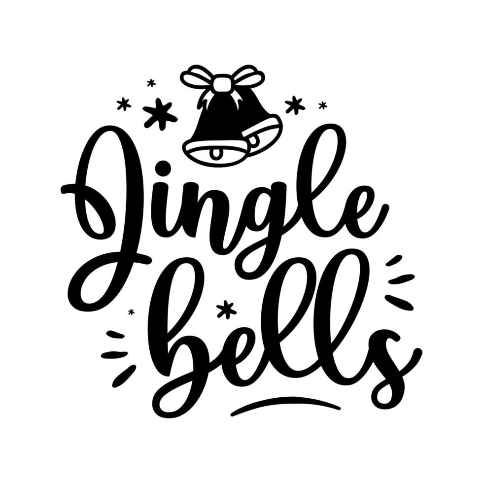 Weihnachten Winter Jingle Bells Schriftzug Grußkarte. handgezeichnetes beschriftungsplakat für weihnachten. Frohe Weihnachten zitiert Kalligrafie Schriftzug isoliert auf weißem Hintergrund, Vektorillustration. vektor