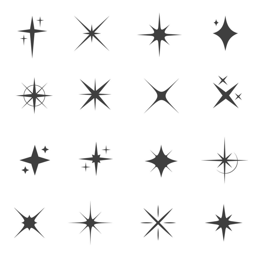 gnistra, starburst och tindra stjärna vektor ikoner