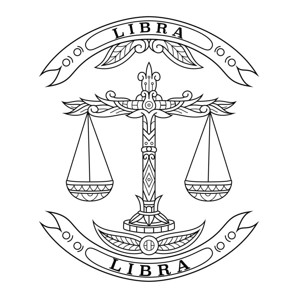 libra zodiak linje konst vektor