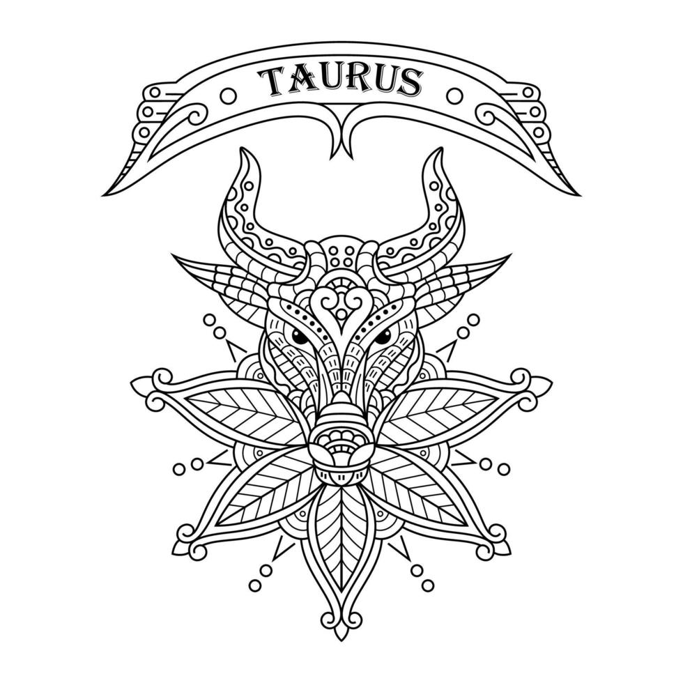 taurus zodiak linje konst vektor