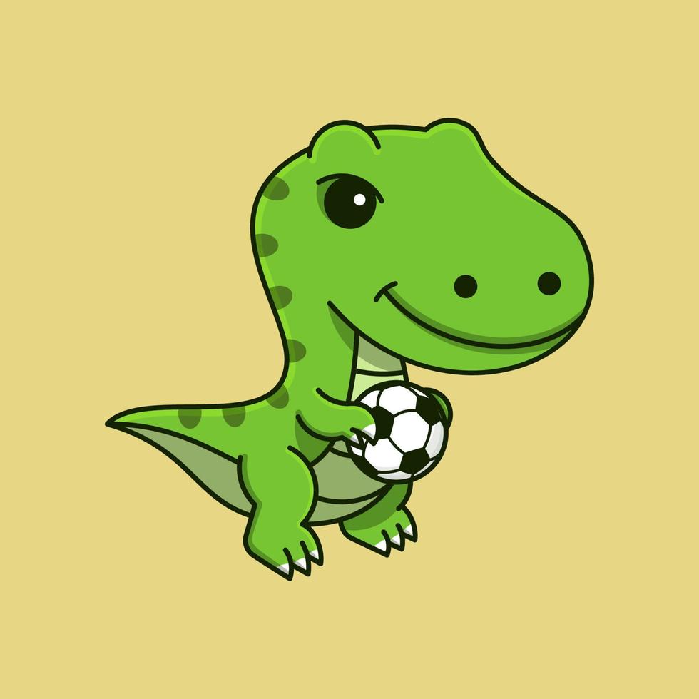 süßer t-rex, der fußball spielt vektor