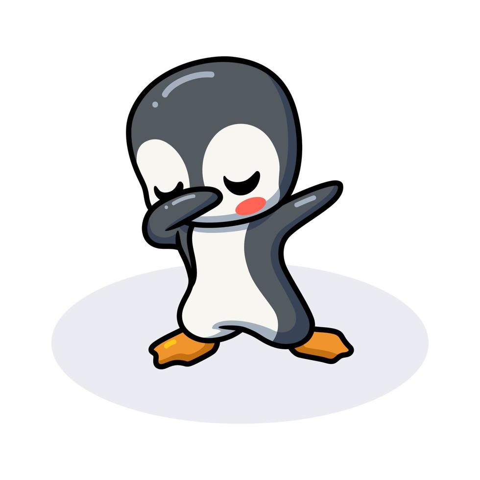 söt liten pingvin tecknad serie dabbing vektor