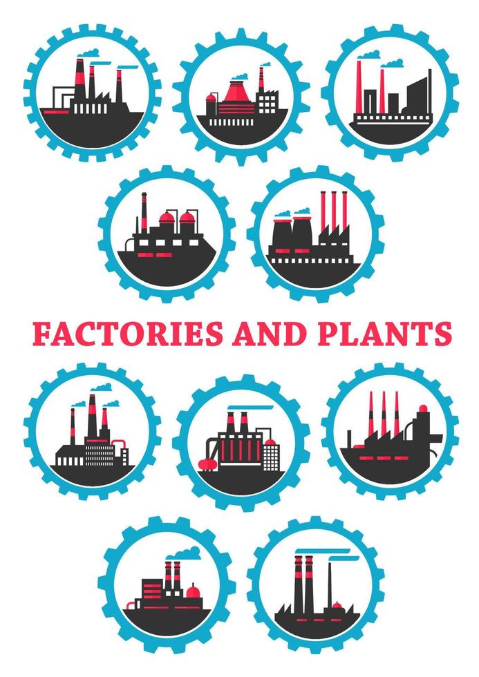 Symbole für Industrieanlagen und Fabriken vektor