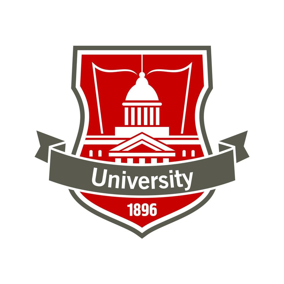 bildung heraldisches abzeichen mit universitätsgebäude vektor