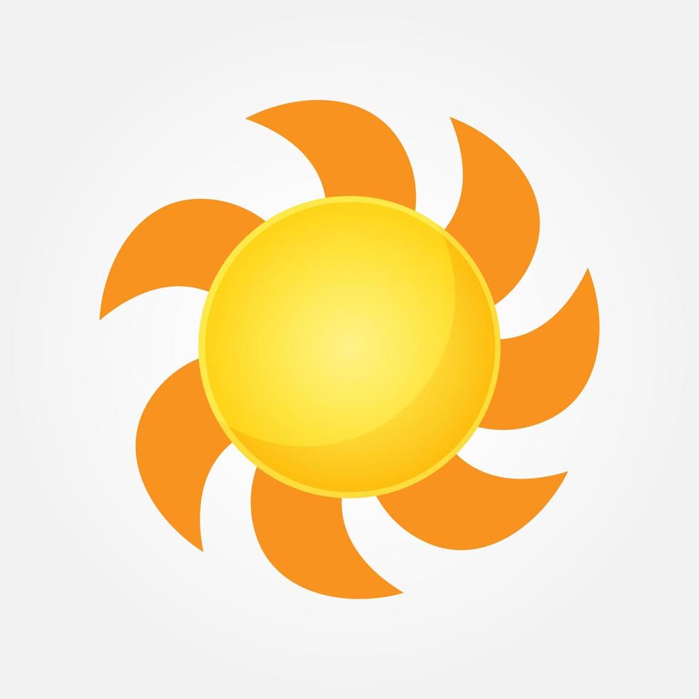 Sonne Vektor isoliert Sommer-Icon-Design. abstrakter Vektor gelbes Sonnensymbol