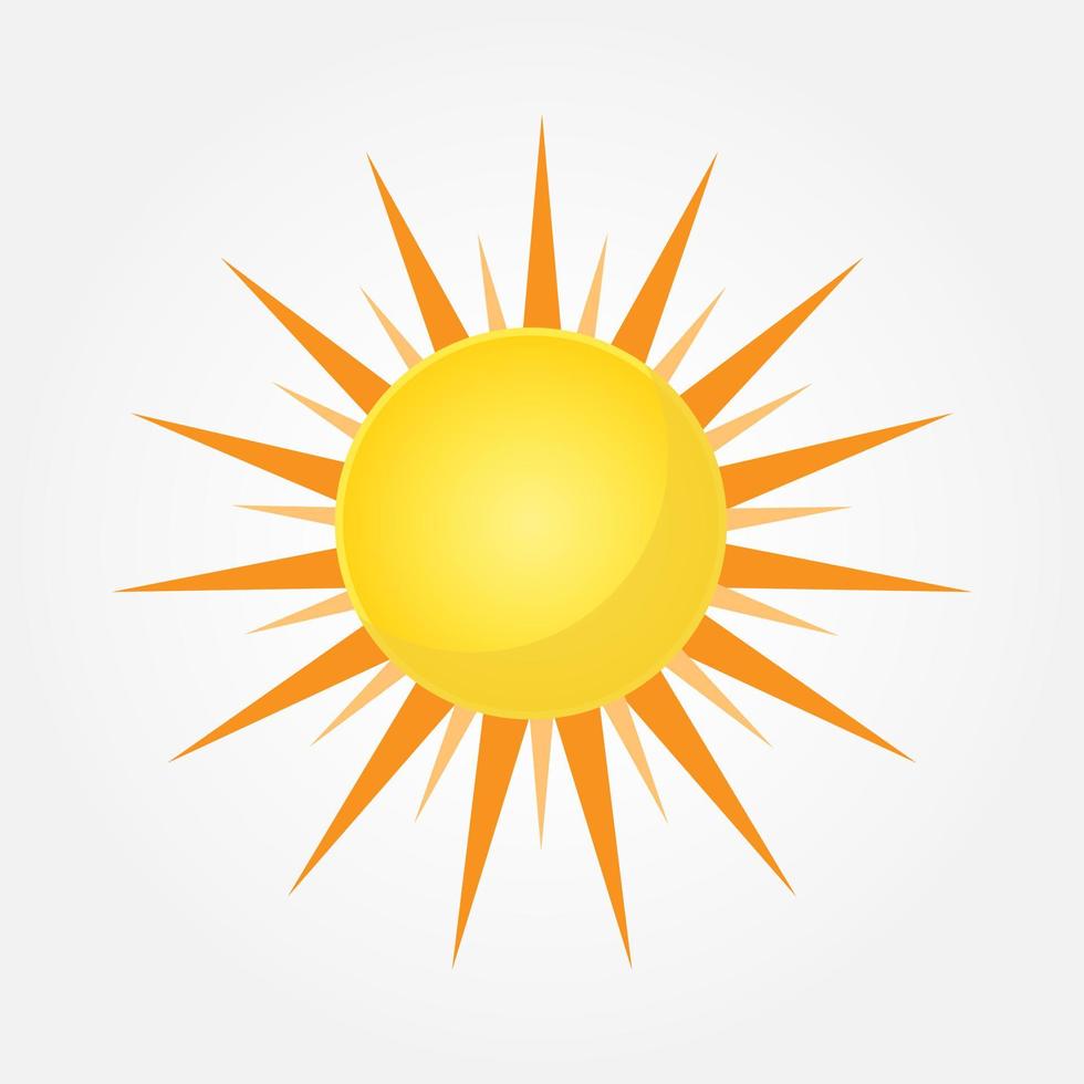 Sonne Vektor isoliert Sommer-Icon-Design. abstrakter Vektor gelbes Sonnensymbol