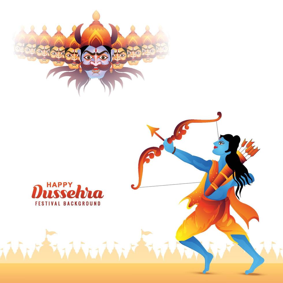 illustration av herre rama dödande ravana i Lycklig Dussehra festival bakgrund vektor