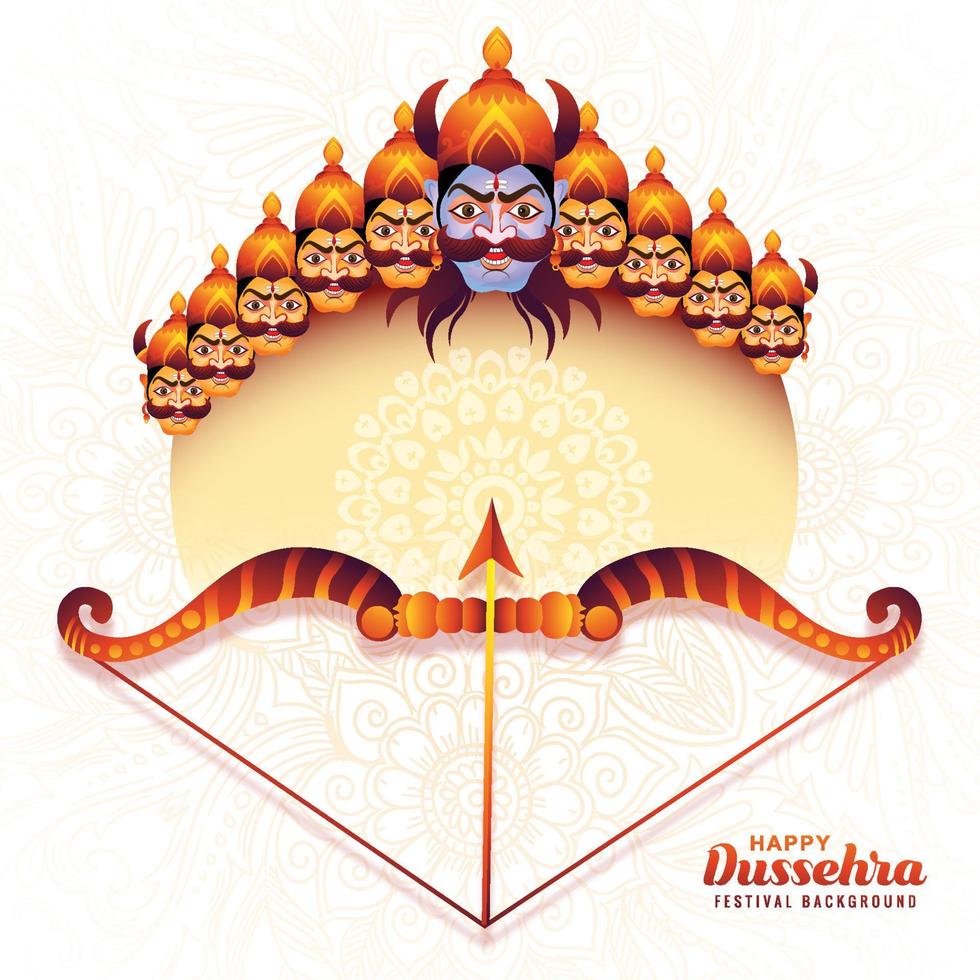 lord rama mit pfeil, der ravana im hintergrund des glücklichen dussehra-feierfestivals tötet vektor