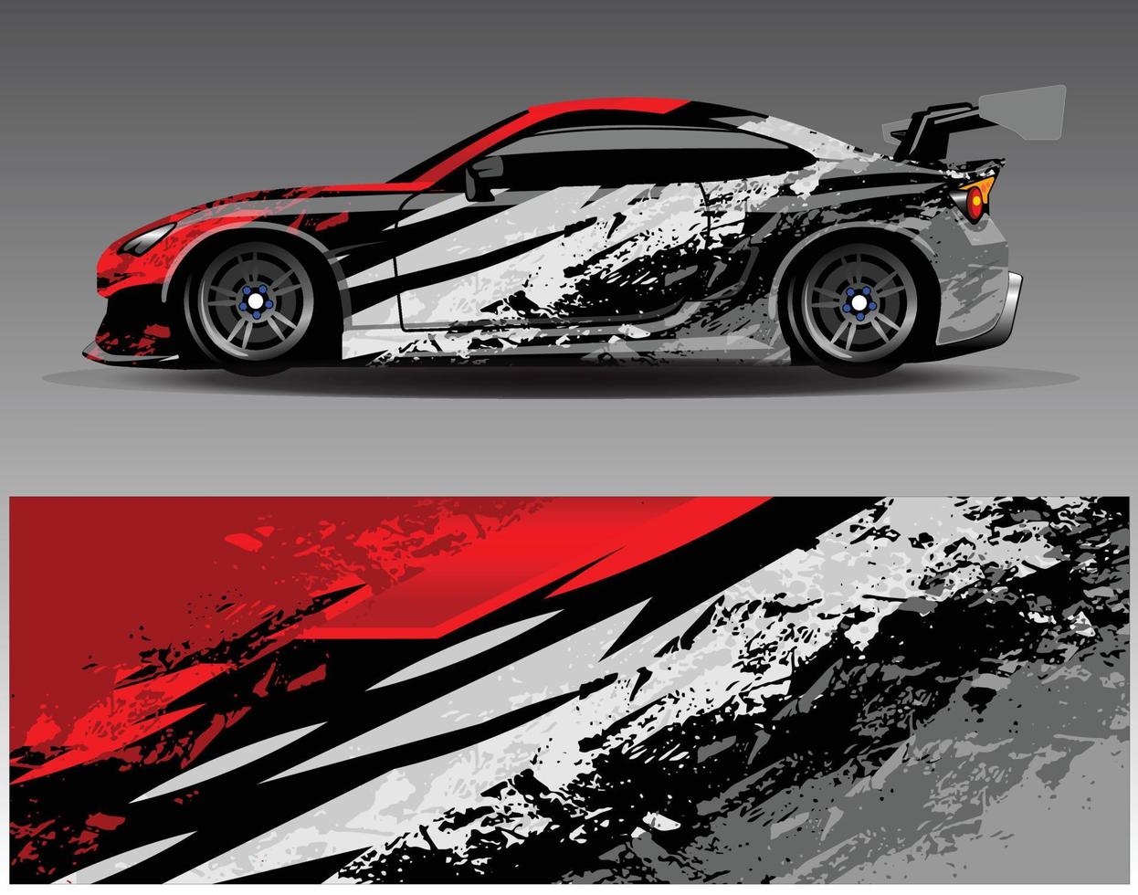 bil wrap design vektor. grafisk abstrakt stripe racing bakgrund kit designs för wrap fordon racer bil rally äventyr och livery vektor