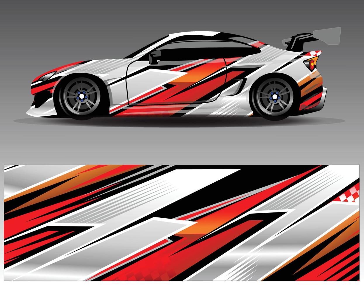 Auto-Wrap-Design-Vektor. grafische abstrakte Streifen-Rennhintergrund-Kit-Designs für Wrap-Fahrzeug-Rennwagen-Rallye-Abenteuer und Lackierungen vektor