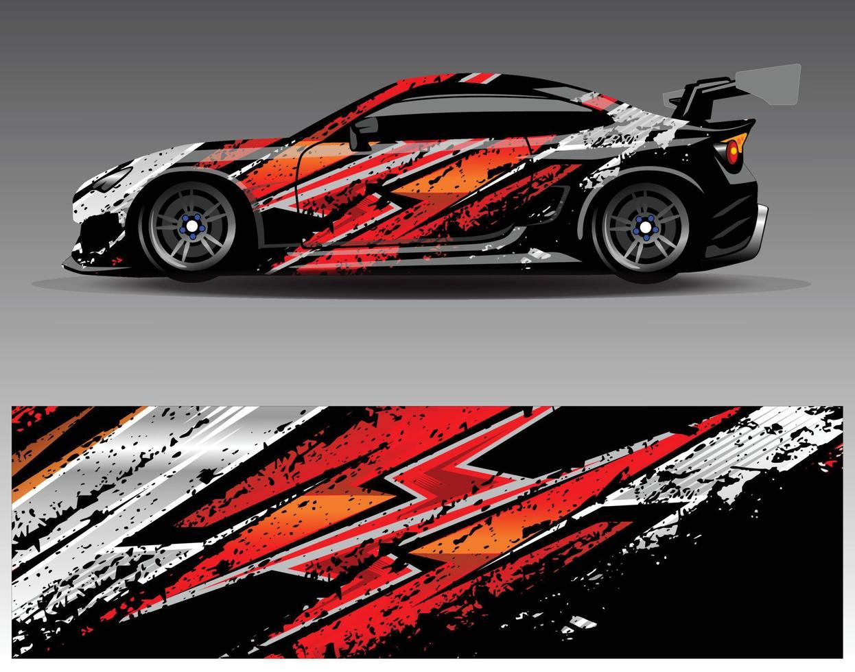 Auto-Wrap-Design-Vektor. grafische abstrakte Streifen-Rennhintergrund-Kit-Designs für Wrap-Fahrzeug-Rennwagen-Rallye-Abenteuer und Lackierungen vektor