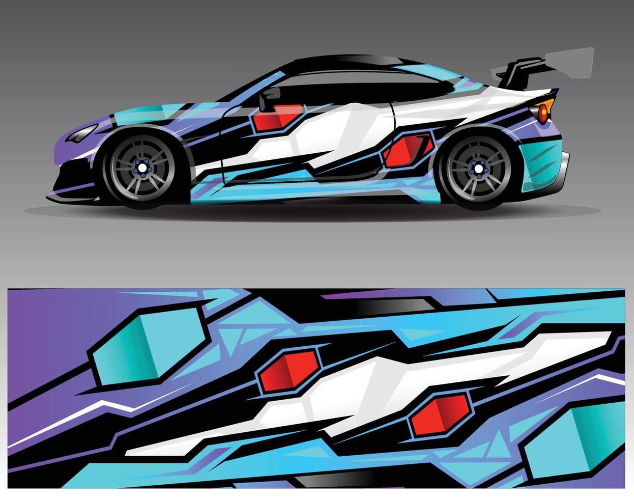 Auto-Wrap-Design-Vektor. grafische abstrakte Streifen-Rennhintergrund-Kit-Designs für Wrap-Fahrzeug-Rennwagen-Rallye-Abenteuer und Lackierungen vektor