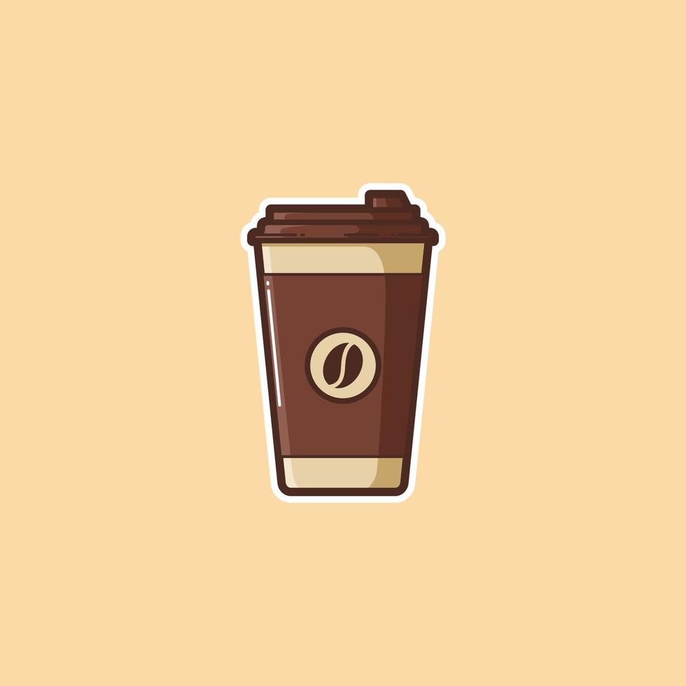 Kaffeetasse Kaffeetasse trinken minimalistische Cartoon-Vektor-Illustration isoliert auf einem cremefarbenen Hintergrund. vektor