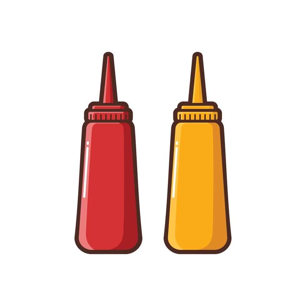 sås och majonnäs ketchup flaska tecknad serie vektor illustration - snabb mat illustration - minimalistisk tecknad serie