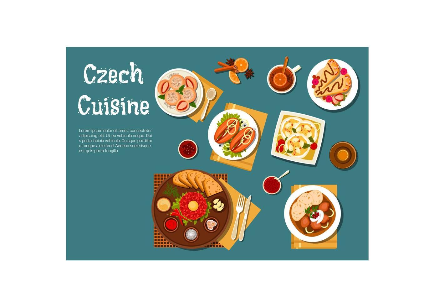 nationale tschechische küche nahrhafte gerichte vektor