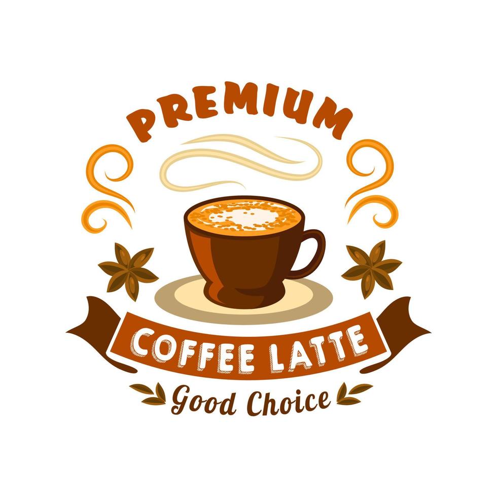 Retro-Kaffeeabzeichen mit Tasse Latte vektor