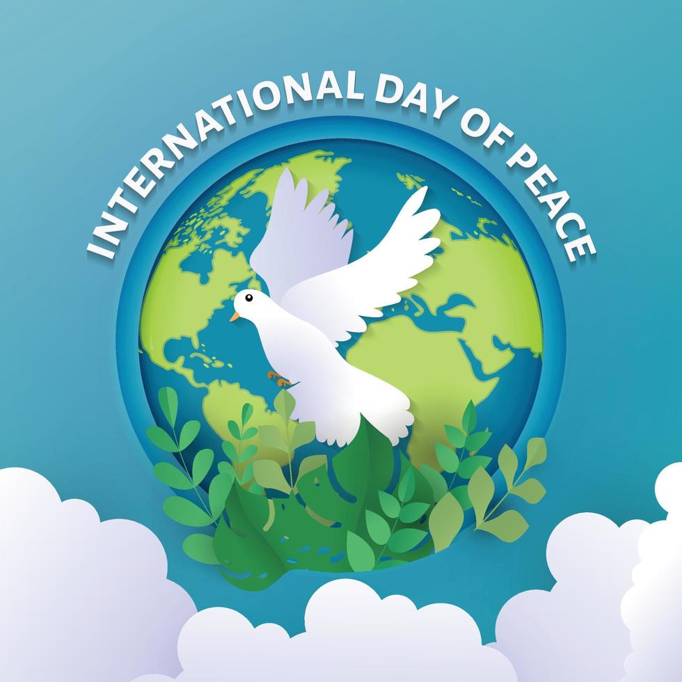 internationell dag av fred papper skära stil vektor