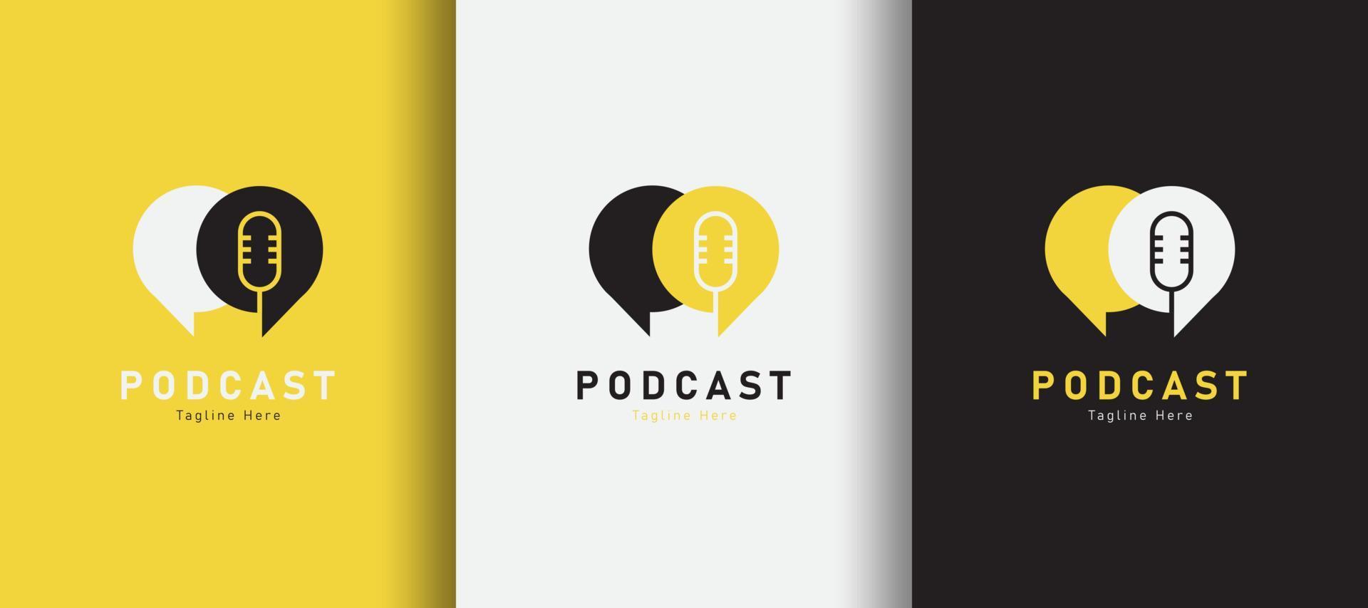 detaljerad chatt prata podcast logotyp på annorlunda färgad bakgrund vektor